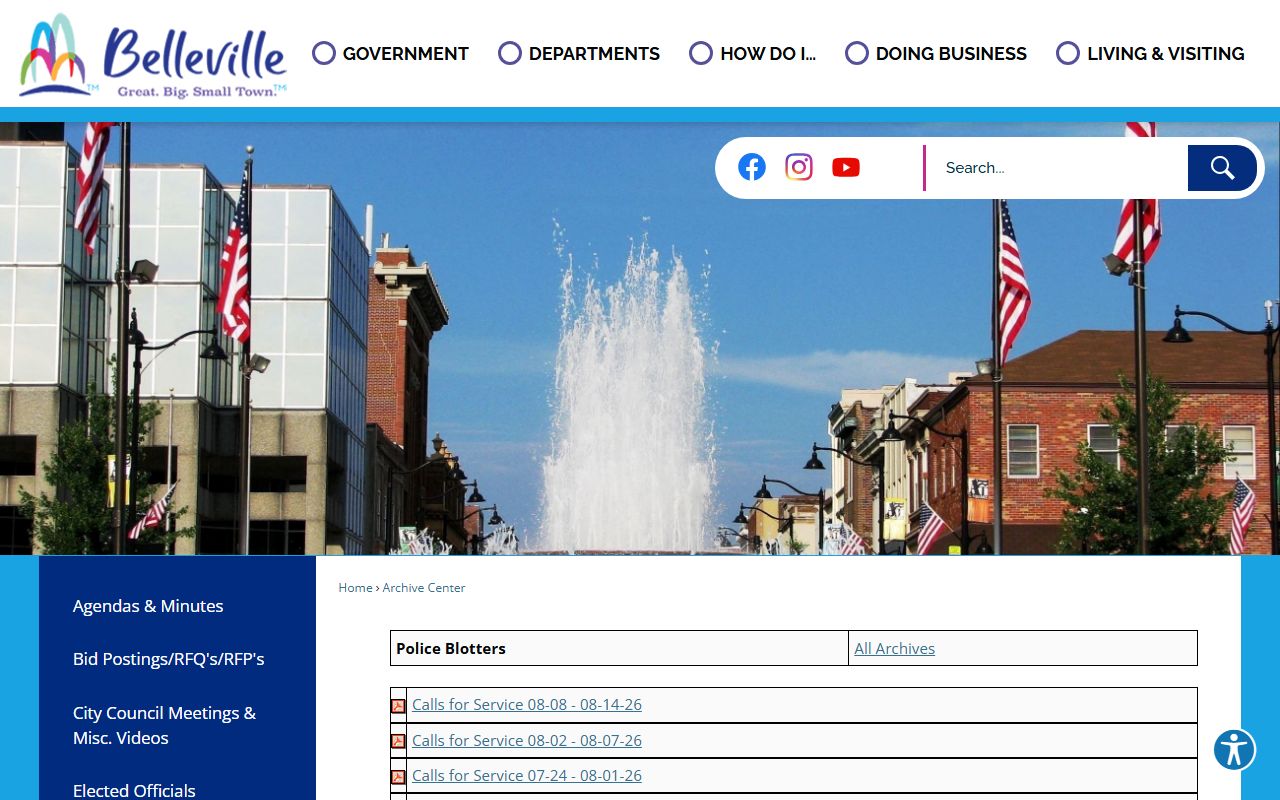 Belleville weekly police blotter and calls-for-service archive