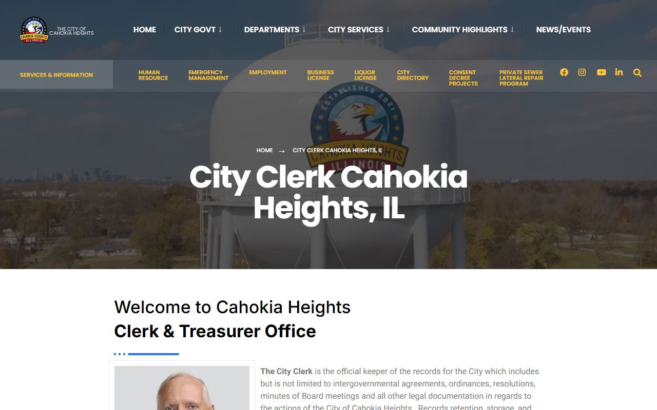 Cahokia Heights City Clerk records retention and FOIA page