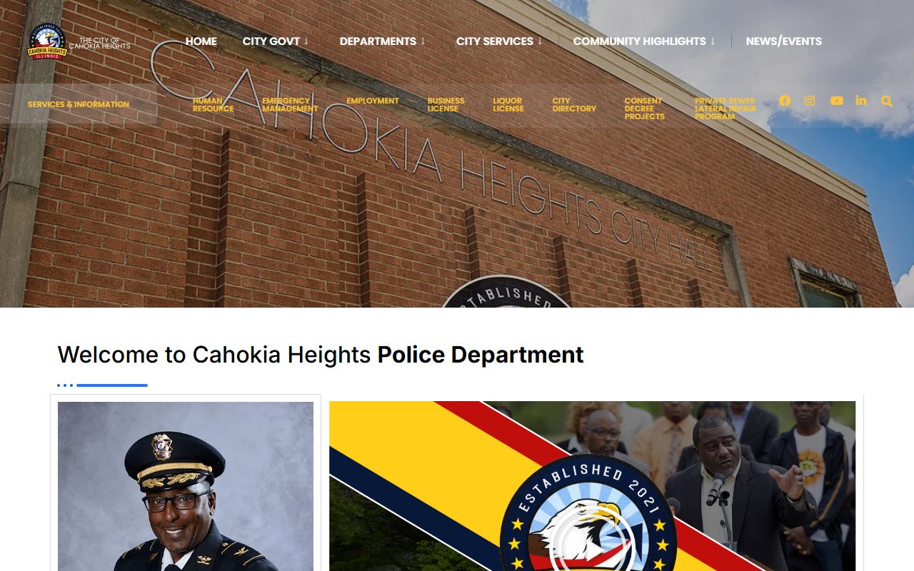 Cahokia Heights Police Department official contact and Crime Stats page