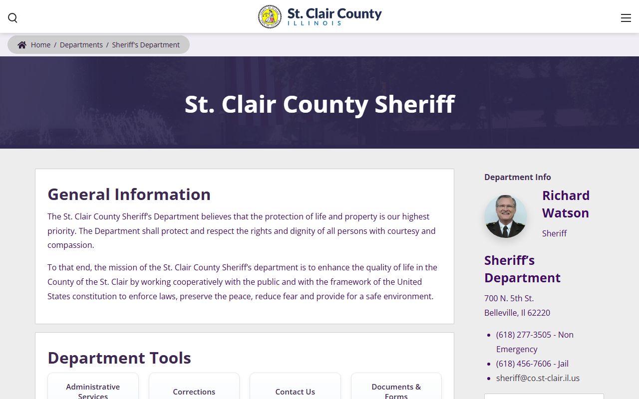 St. Clair County Sheriff official page and public records tools