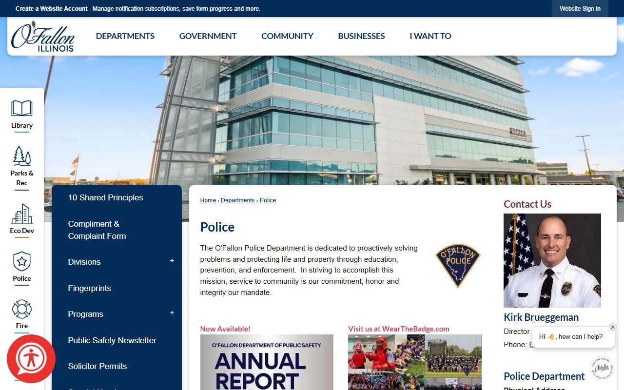 O’Fallon Police Department official records and contact page