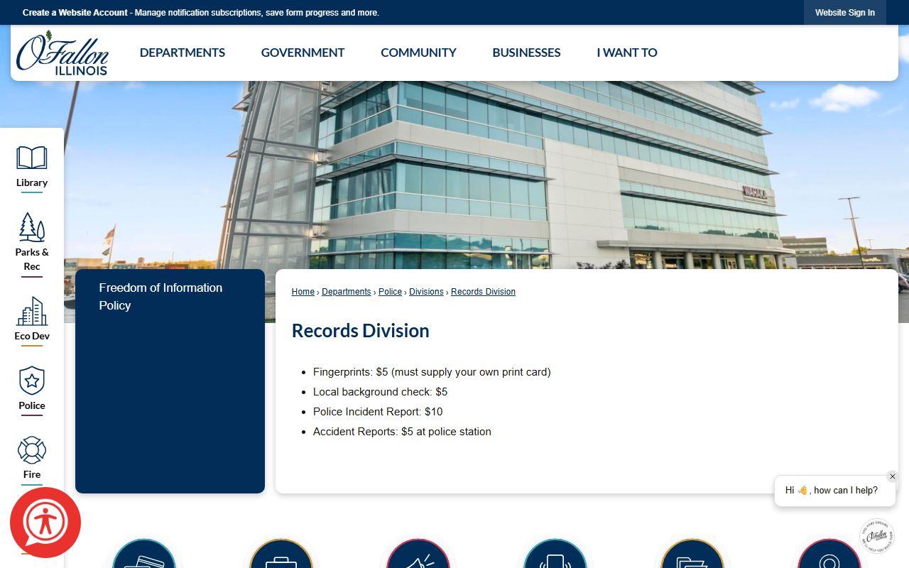 O’Fallon Records Division report services and request information